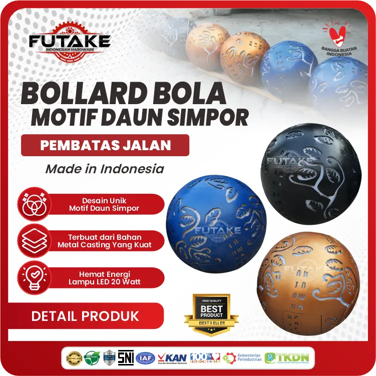 Bollard Bola LED Motif Daun Simpor