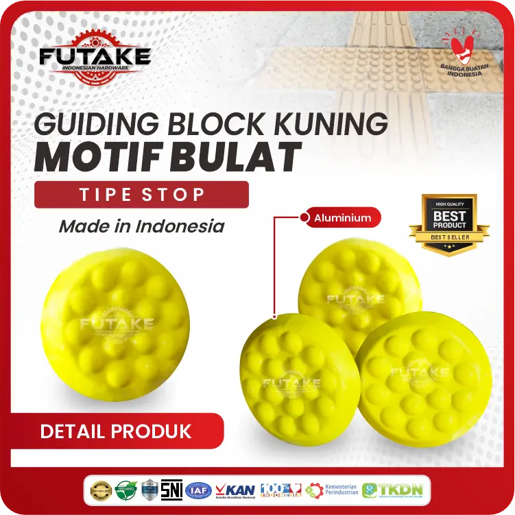 Tactile Aluminium Dot Kuning moif bulat 25 MM