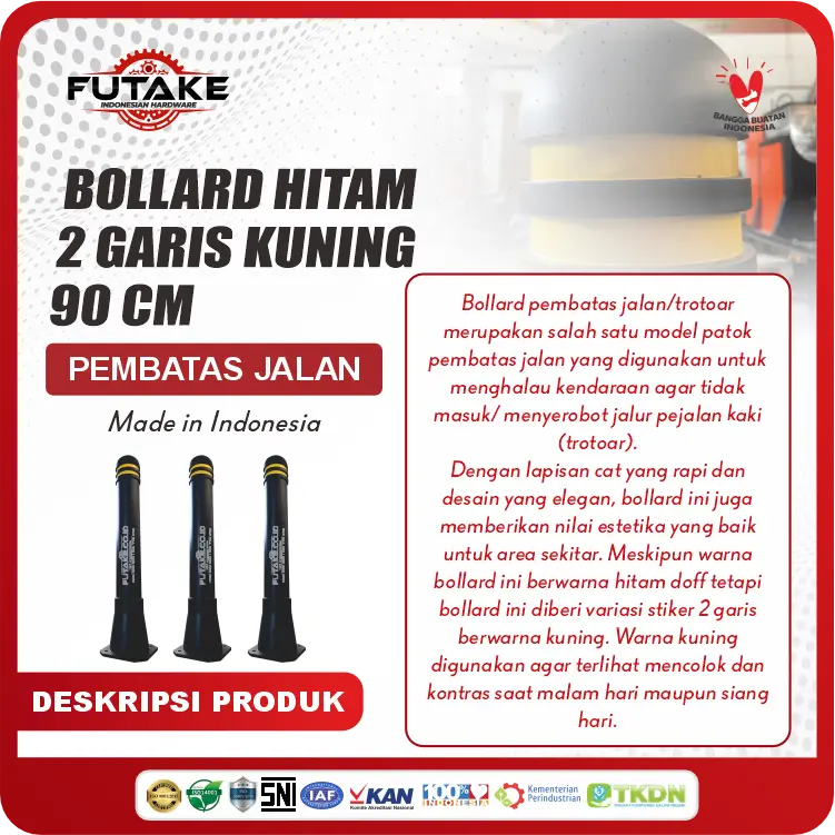 deskripsi-Bollard-Trotoar-Hitam-2-Garis-Kuning-90-cm