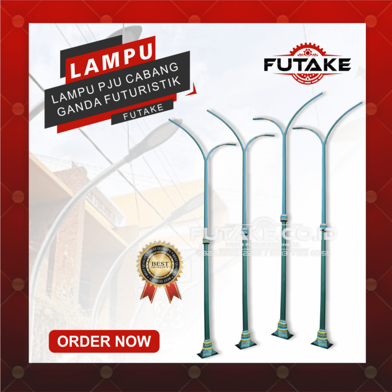 lampu pju cabang ganda futuristik