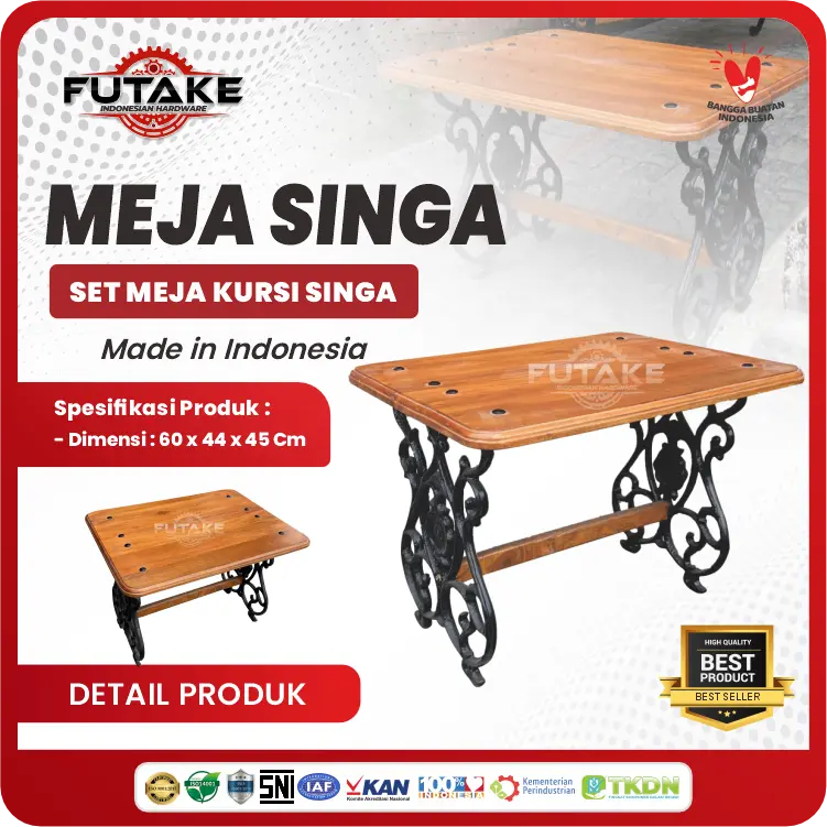 spesifikasi dimensi detail produk meja singa