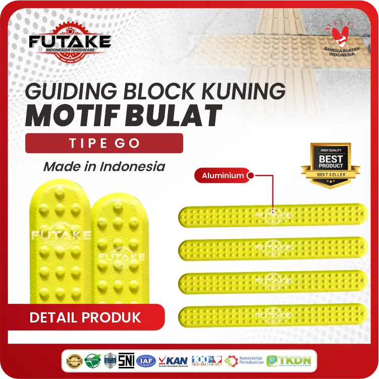 tactile aluminium go kuning motif bulat 24 cm x 24 cm