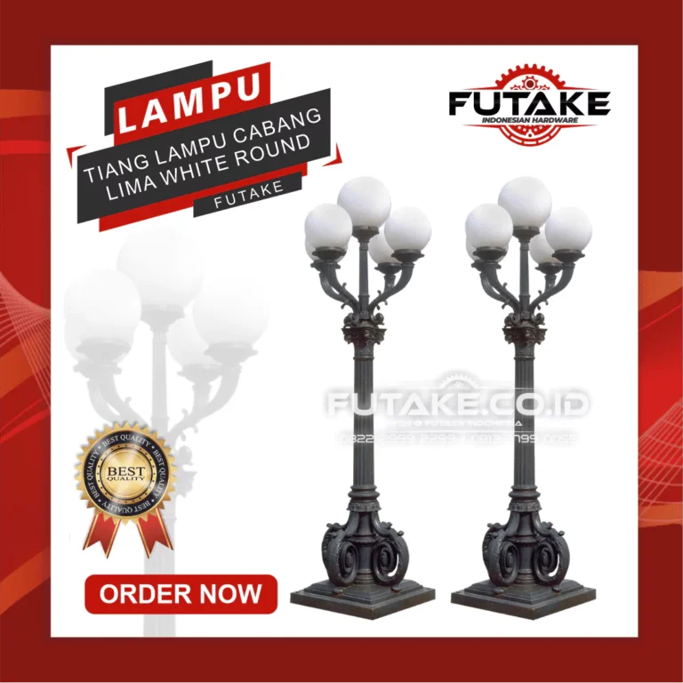 tiang lampu cabang lima white round