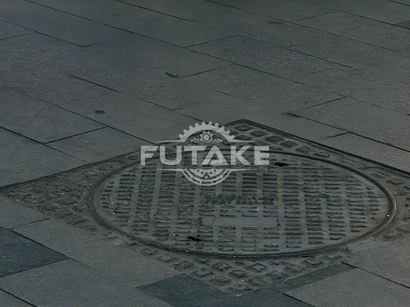 Manhole Cover Kotak di Trotoar