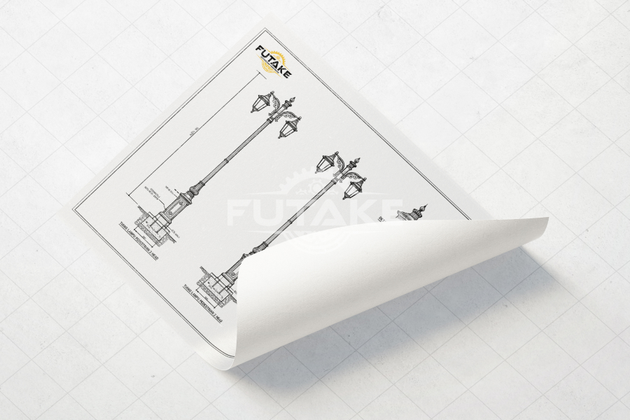 gambar teknik tiang lampu pju