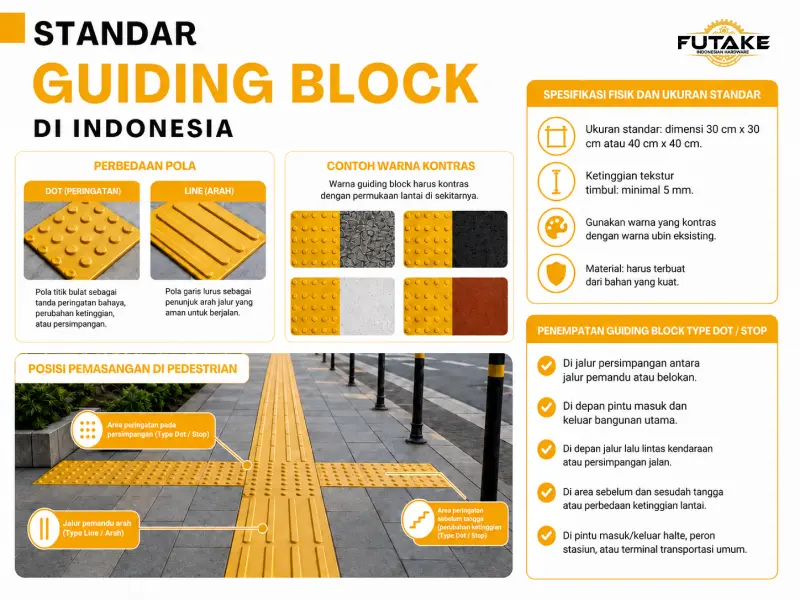 Infografis standar guiding block dot dan line di Indonesia