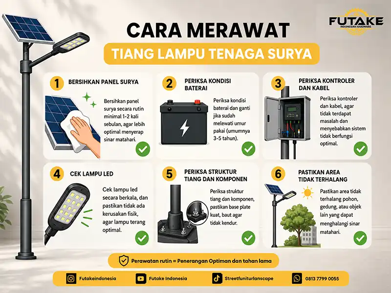 cara merawat tiang lampu tenaga surya