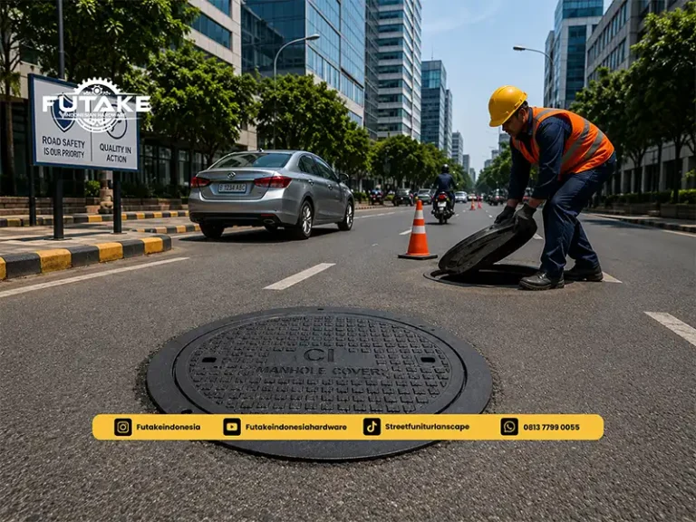 harus menggunakan manhole cover apa, tentu yang bulat