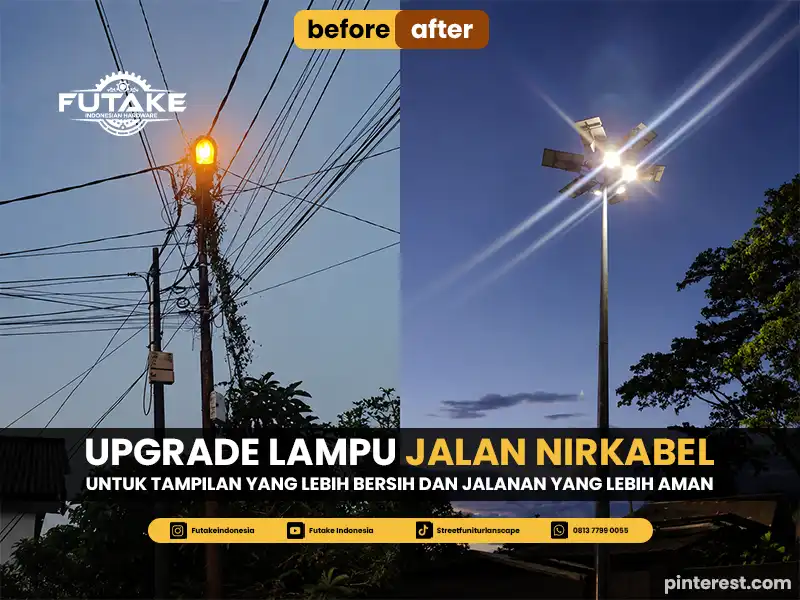 tiang lampu konvesional vs tiang lampu tenaga surya